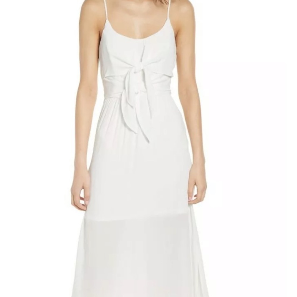 WAYF - Ivory Front Tie Maxi Dress